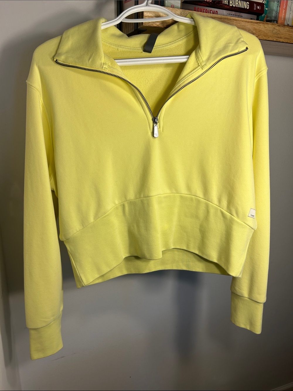 Vuori Cropped Half-Zip Pullover in Lemon Yellow